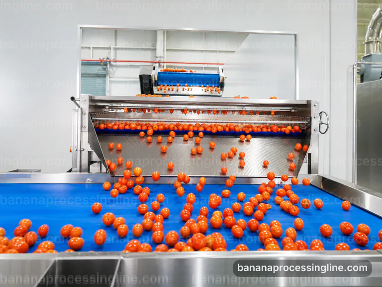 industrial banana pulp processing line, proposal requirements: banana peeling and pulping section connection view