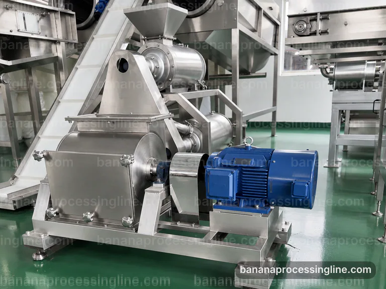 industrial banana pulp processing line, operating principle: maceration with fiber refinement section connection view