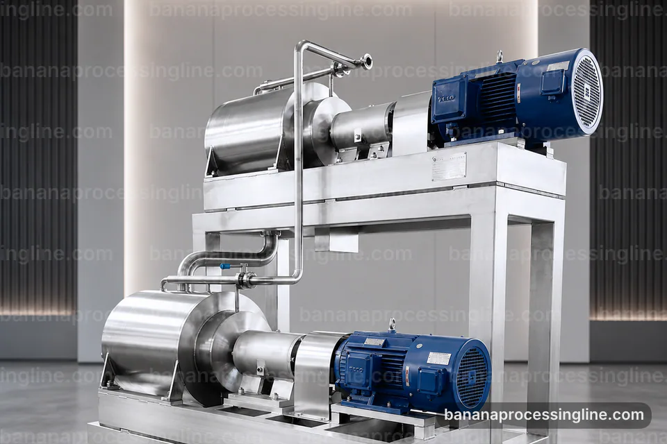 industrial banana pulp processing line, operating principle: banana peeling and pulping section operating stage